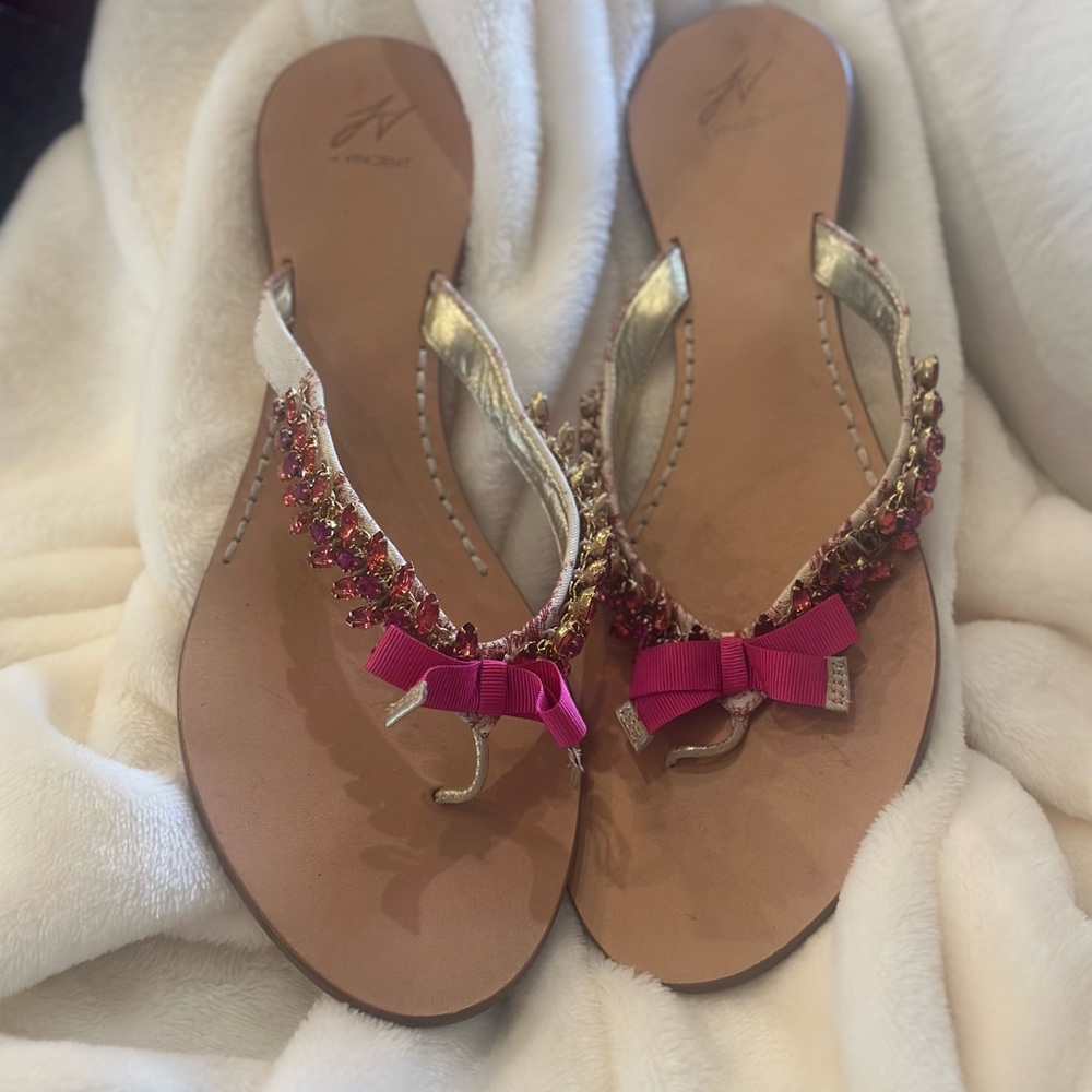 Elegant Pink Beaded Women's Sandals